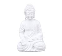 Relaxdays Statua del Buddha Seduto, Figura da Giardino Alta 30 cm, Resistente alle Intemperie, Poliresina, Bianco