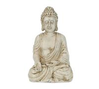 Relaxdays Figura da giardino Buddha seduto – Poliresina, resistente alle intemperie, crema