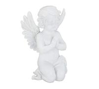 Relaxdays Statuetta Decorativa a Forma di Angelo, in Preghiera, Resistente, per Giardino, Pietra Artificiale, Bianco