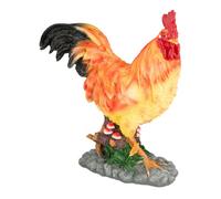 Statua Giardino Gallo Figura Realistica Resistente Intemperie Poliresina Esterno