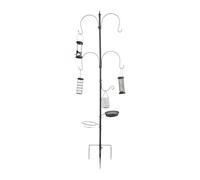 Relaxdays Stazione per Alimentare Gli Uccelli, 6 in 1, picchetto, Ciotola per Acqua e Cibo, Acciaio, Grigio, 231 x 55.9 x 5 cm