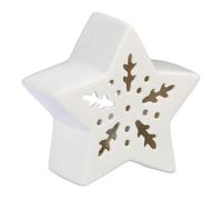 Stella portacandele in ceramica Candeliere decorativo Porta-tealight bianco