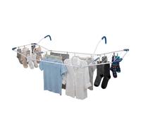 Relaxdays Stendibiancheria 15m Spazio Asciugatura per Termosifoni e Balconi, Acciaio Bianco/Blu