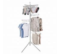 Relaxdays Stendibiancheria pieghevole per grucce, 27 grucce, argento/bianco