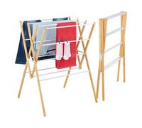 Relaxdays Stendibiancheria Pieghevole, Stendino Verticale a Torre, 12 Aste, HLP: 93 x 70 x 62 cm, Bambù e Ferro, Bianco