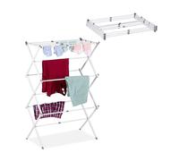 Relaxdays Stendibiancheria Verticale, Stendino Pieghevole a Torre, 11 Aste, 6 Livelli, 105x73x37 cm, Metallo, Bianco