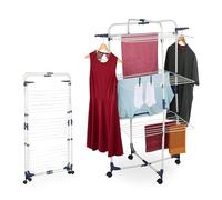 Relaxdays Stendibiancheria Verticale, Stendino Pieghevole a Torre con Ruote, 33 m Asciugatura, HLP: 135x70x70 cm, Ferro