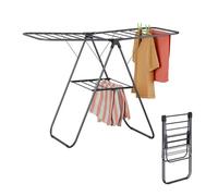 Relaxdays Stendino Pieghevole con Ali, 2 Livelli Stendibiancheria, HLP 93x136x58 cm, Stendi Biancheria, in Ferro, Grigio
