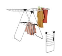 Relaxdays Stendino Pieghevole con Ali, 2 Livelli Stendibiancheria, HLP 93x136x58 cm, Stendi Biancheria, in Ferro, Bianco