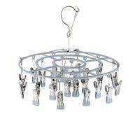 Relaxdays Stendino per Calzini & Biancheria, 24 Ganci Appendicalze, Stendibiancheria Girevole Salvaspazio, Color Grigio