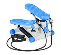 Relaxdays Stepper Compatto con 2 Elastici, Attrezzo Sport per la Casa, Macchina Fitness, Esercizi Cardio Aerobici, Blu, Ferro, 1 pz