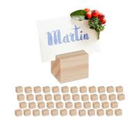 Relaxdays Supporti Segnaposto Legno, Set da 48, Portafoto, Portamenù da Tavolo, per Matrimonio e Battesimo, Naturale, 3 x 3.5 x 3 cm