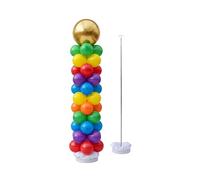 Relaxdays Supporto Colonna per Palloncini, Set 2, Argento/Bianco | Asta telescopica 45-205 cm