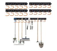Relaxdays Supporto da parete per attrezzi da giardino, 20 ganci, HLP: 5x43x2 cm, 4x barre porta attrezzi, nero/arancione