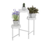Relaxdays Scaffale Portapiante 3 Ripiani, Ferro e Plastica, Scala Portafiori, Supporto Vasi Piante, 61x55x30 cm, Bianco