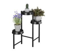 relaxdays Scaffale Portapiante 4 Ripiani, Ferro e Plastica, Scala Portafiori, Supporto Vasi di Piante, 61x55x30 cm, Nero