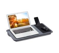 Relaxdays Supporto Pc Portatile con Cuscino con Mouse Pad, Vassoio per Laptop, Barra Antiscivolo, LxP 57,5x30 cm, grigio