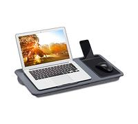 Relaxdays Supporto Pc Portatile con Cuscino con Mouse Pad, Vassoio per Laptop, Barra Antiscivolo, LxP 57,5x30 cm, grigio