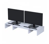 Relaxdays Supporto per Monitor, 2 Monitor, segmenti Estraibili, Larghezza 74-105 cm, Altezza ergonomica dello Schermo, Bianco