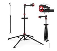 Relaxdays Supporto, Stand Tripode per Riparazione, Manutenzione Bicicletta, Portabici, Acciaio, Nero Unisex Adulto, 1