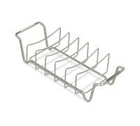 Relaxdays Supporto per Costine 2 in 1, Cestello per BBQ, Rib Rack, Multiuso, per Costolette, Acciaio, Argento
