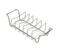 Relaxdays Supporto per Costine 2 in 1, Cestello per BBQ, Rib Rack, Multiuso, per Costolette, Acciaio, Argento