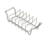 Relaxdays Supporto per Costine 2 in 1, Cestello per BBQ, Rib Rack, Multiuso, per Costolette, Acciaio, Argento