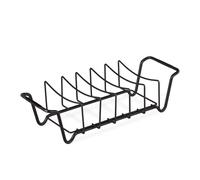Relaxdays Supporto per Costine, Cestello 2in1 da Barbecue, Rib Rack per Costolette e Arrosto, Acciaio al Carbonio, Nero