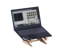 Relaxdays Supporto per laptop, 10-15 pollici, rialzo e porta verticale, scrivania, home office, bambù naturale