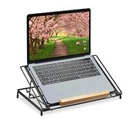 Relaxdays Supporto per Laptop da 14 Pollici, Mesh Metallo, Porta PC ventilato, Regolabile, Nero