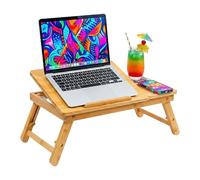 Relaxdays Supporto laptop bambù design albero