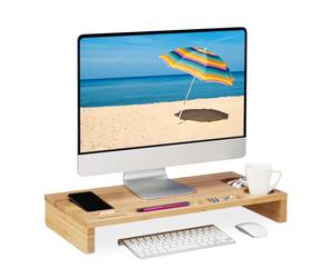 Relaxdays Supporto per monitor in bambù