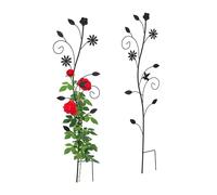 Relaxdays Supporto per Piante Rampicanti da Giardino, 2 pz. Tralicci di Sostegno per Edera, 110x34x1 cm, Metallo, Nero, Acciaio