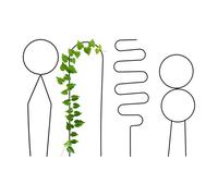 Relaxdays Supporto per Piante Rampicanti in Vaso, Set 4 Tralicci per Rose, Forma Geometrica, Sostegni in Metallo, Nero