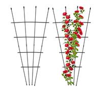 Relaxdays Supporto per Piante Rampicanti, Set 2 Tralicci per Rose ed Edera, HxL: 122 x 59 cm, Acciaio e Plastica, Nero