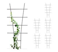 Relaxdays Supporto per Piante Rampicanti, Sostegno in Metallo, Set da 6 Tralicci Piantine in Vaso, HxL 79x35 cm, Nero, Acciaio