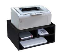 Relaxdays Supporto per Stampante da Scrivania, 3 Scomparti, Portadocumenti e Portacarta, Organizer, 22,5x47x40 cm, Nero