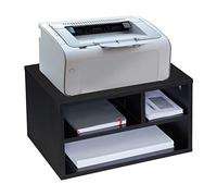 Relaxdays Supporto per Stampante da Scrivania, 3 Scomparti, Portadocumenti e Portacarta, Organizer Salvaspazio, Nero