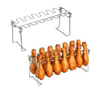 Relaxdays Supporto Pollo BBQ, Set da 2 Porta Cosce alla Griglia, Accessori Barbecue Grill, Graticola in Acciaio Inox, 100%