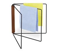 Relaxdays Supporto Porta Strofinacci, 3 Bracci, Pieghevole, per Salviette, Metallo e Legno, HxP 25 x 27 cm, Nero Marrone