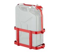 Relaxdays Supporto Porta Tanica di Benzina da 10 e 20 Litri, Staffa in Ferro, Sostegno Serbatoio Auto e Moto, Rosso