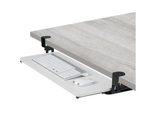 Relaxdays Supporto Porta Tastiera Estraibile da Scrivania, Prolunga Tavolo, 65x24cm, Estensione Ergonomica Mouse, Bianco