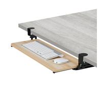 Relaxdays Supporto Porta Tastiera Estraibile da Scrivania, Prolunga Tavolo, 65x24cm, Estensione Mouse, Legno Naturale