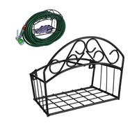 Relaxdays Portatubo da Parete, per Tubi per Irrigazione da 30m con Spessi 5/8'', Ripiano da Giardino Salvaspazio, Nero