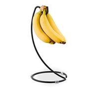 Relaxdays Supporto Portabanane, H x D: 33 x 17 cm, Sostegno in Ferro, Holder Gancio Appendi Banane, Stand, Nero