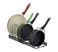 Relaxdays Supporto Portapadelle Estraibile, Organizer per Pentole, Rastrelliera per Coperchi, 19x59x18 cm, Ferro, Nero