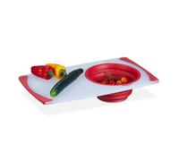 Relaxdays Tagliere da Lavandino con Colino, ASSE 2in1 Cucina, 50x29 cm, Taglia Frutta e Verdura sopra al Lavello, Rosso