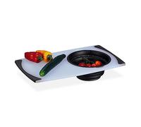 Relaxdays Tagliere da Lavandino con Colino, ASSE 2in1 Cucina, 50x29 cm, Taglia Frutta e Verdura sopra al Lavello, Nero