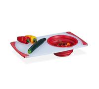 Relaxdays Tagliere da Lavandino con Colino, ASSE 2in1 Cucina, 50x29 cm, Taglia Frutta e Verdura sopra al Lavello, Rosso