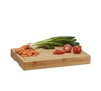 Relaxdays Tagliere grande in bambù massiccio manici ad incavo scanalatura scorrisucco, antigraffio HLP: 5,5x45x35cm, naturale